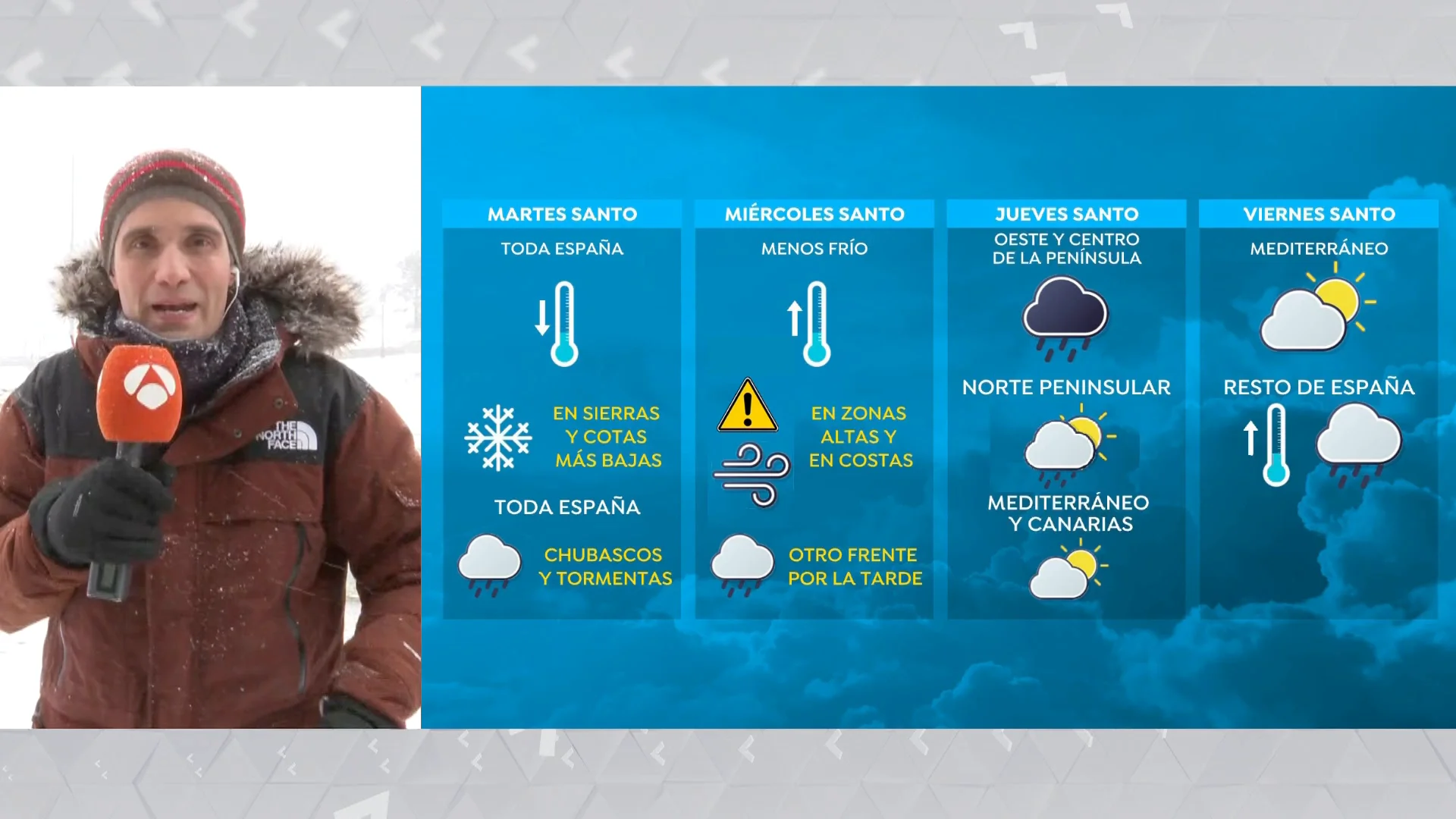 La previsión de César Gonzalo para el Martes Santo y resto de la semana. La previsión de César Gonzalo para el Martes Santo y resto de la semana.