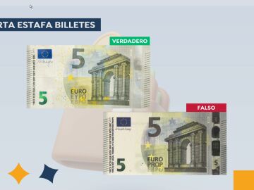 Billetes de 5 euros falsos