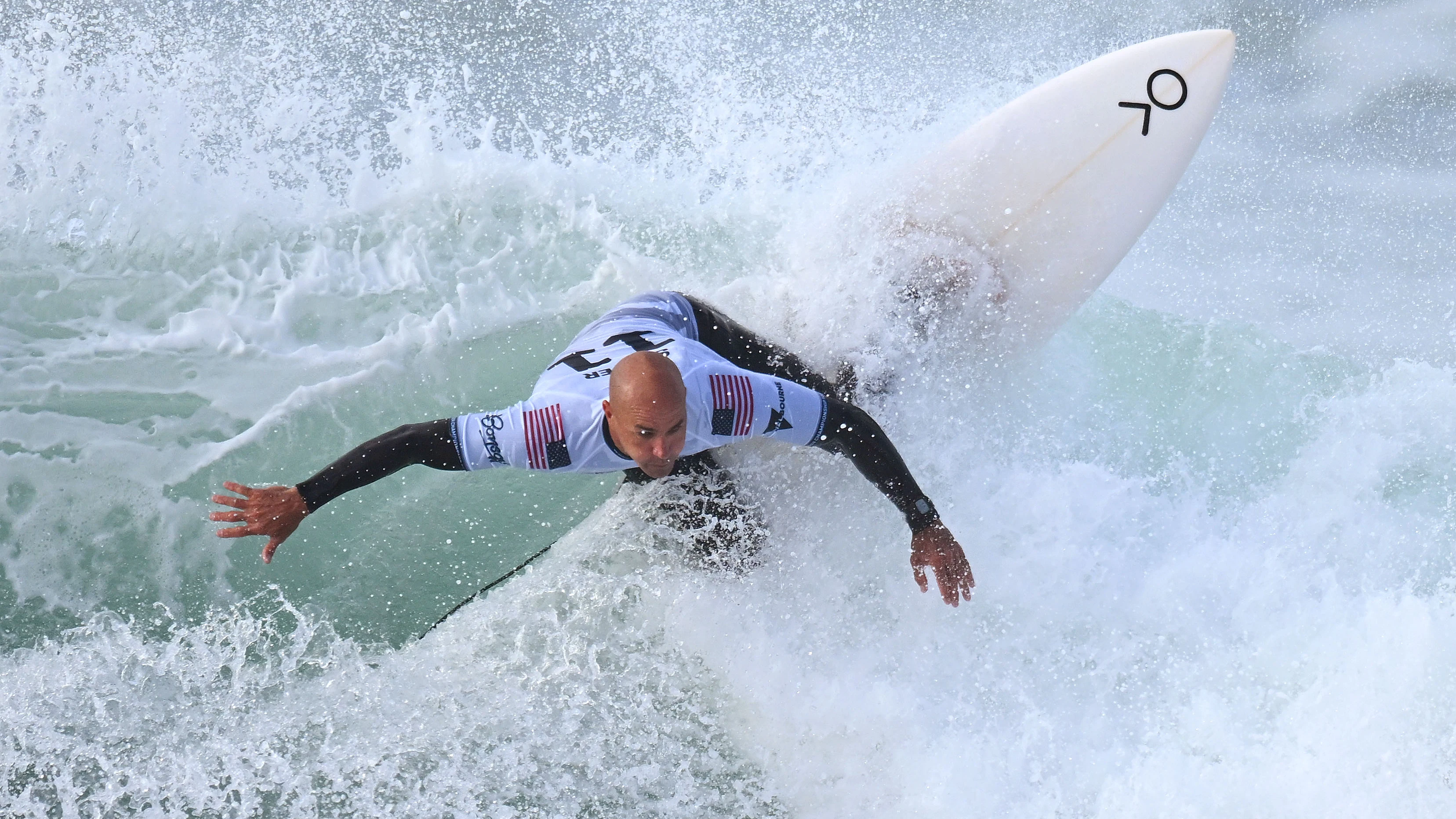 Kelly Slater, en acci&oacute;n en el Rip Curl Pro Bells Beach 2024
