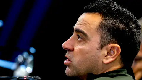 Xavi Hernández en sala de prensa Xavi Hernández en sala de prensa
