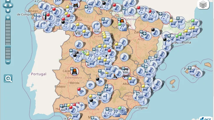 Imagen de las incidencias en las carreteras.