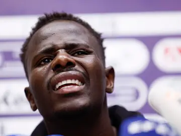 Cheikh Sarr durante la rueda de prensa de este martes ante los medios de comunicación Cheikh Sarr durante la rueda de prensa de este martes ante los medios de comunicación