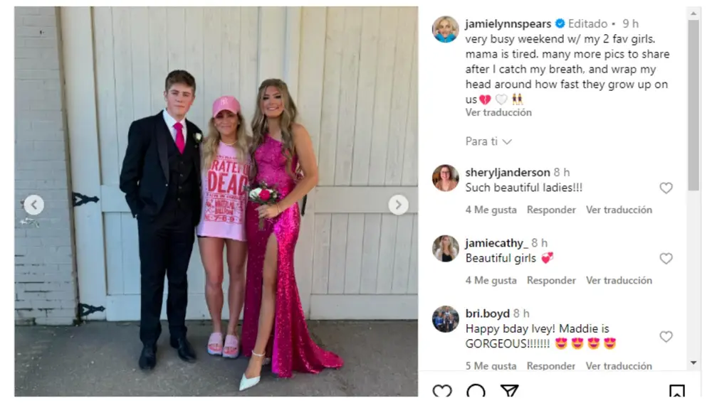 Jamie Lynn Spears y su hija Maddie en su prom