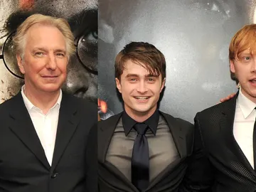 Alan Rickman, Daniel Radcliffe y Rupert Grint Alan Rickman, Daniel Radcliffe y Rupert Grint
