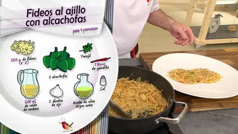Ingredientes Fideos al ajillo con alcachofas Ingredientes Fideos al ajillo con alcachofas
