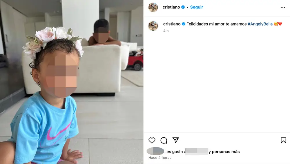 Cristiano Ronaldo comparte una emotiva felicitación a su hija Bella Esmeralda por su segundo cumpleaños