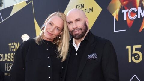 Uma Thurman y John Travolta en el 30 aniversario de Pulp Fiction