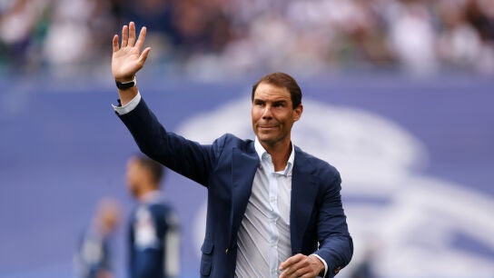 Rafa Nadal en un partido del Real Madrid en el Santiago Bernab&eacute;u