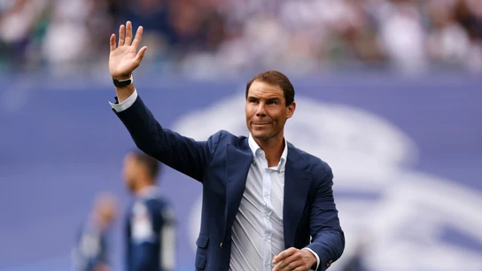 Rafa Nadal en un partido del Real Madrid en el Santiago Bernabéu Rafa Nadal en un partido del Real Madrid en el Santiago Bernabéu