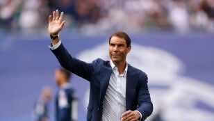 Rafa Nadal en un partido del Real Madrid en el Santiago Bernab&eacute;u