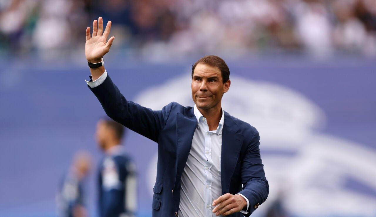 Rafa Nadal en un partido del Real Madrid en el Santiago Bernab&eacute;u