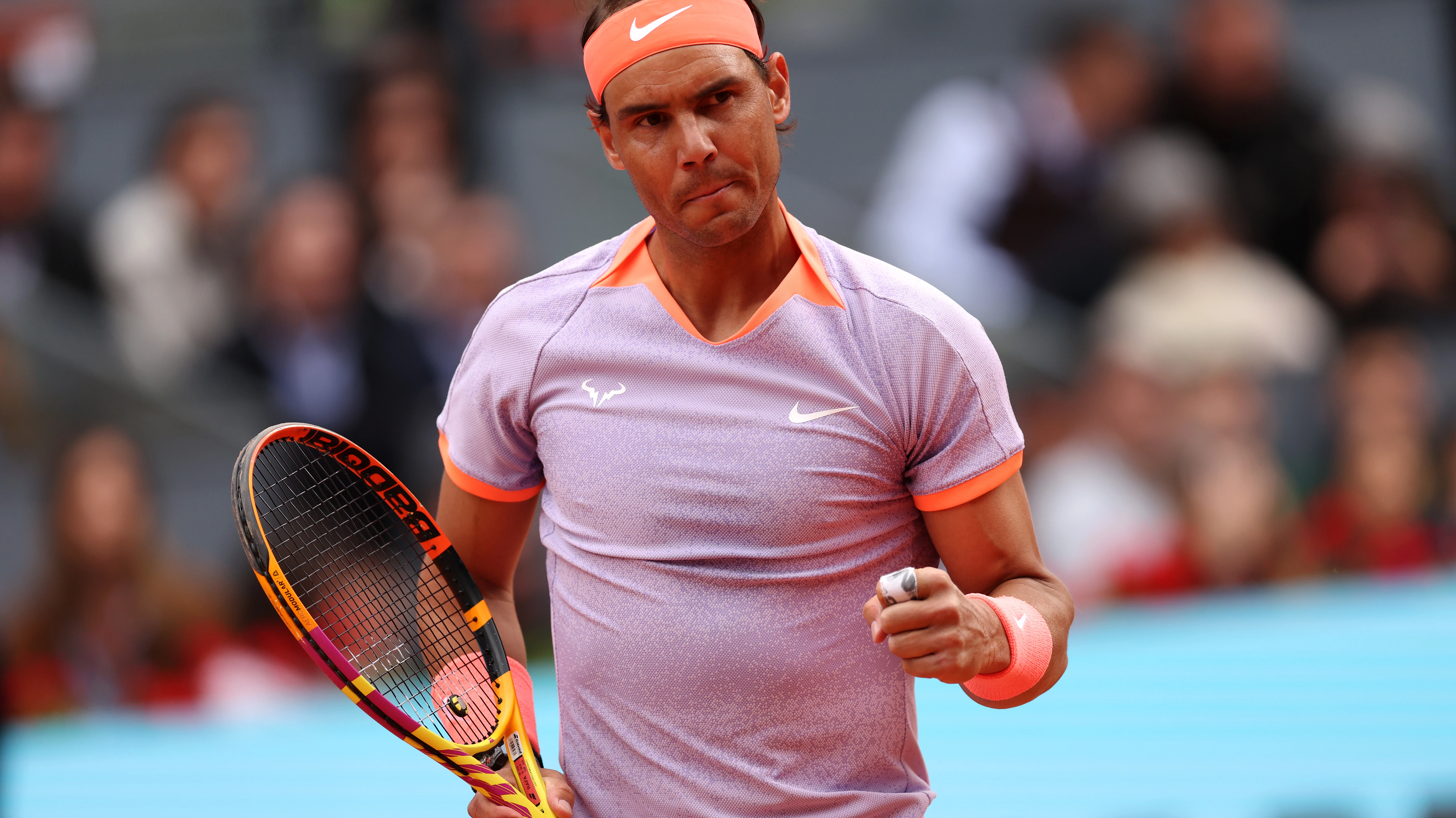 Nadal celebra un punto ante Blanch Nadal celebra un punto ante Blanch