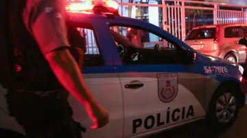 Imagen de archivo de un coche de policía en Brasil Imagen de archivo de un coche de policía en Brasil