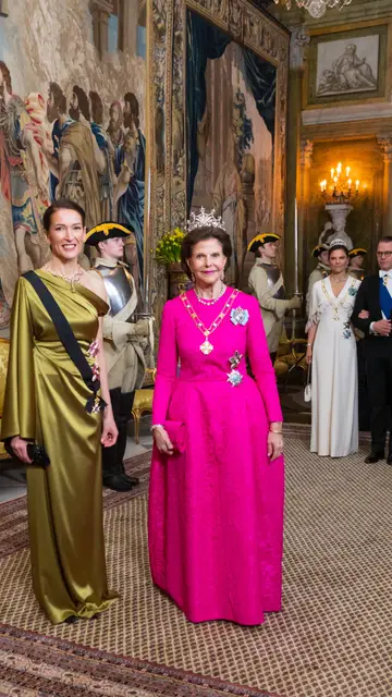 La reina Silvia de Suecia en una recepción real La reina Silvia de Suecia en una recepción real
