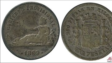 Moneda de 5 pesetas de 1869