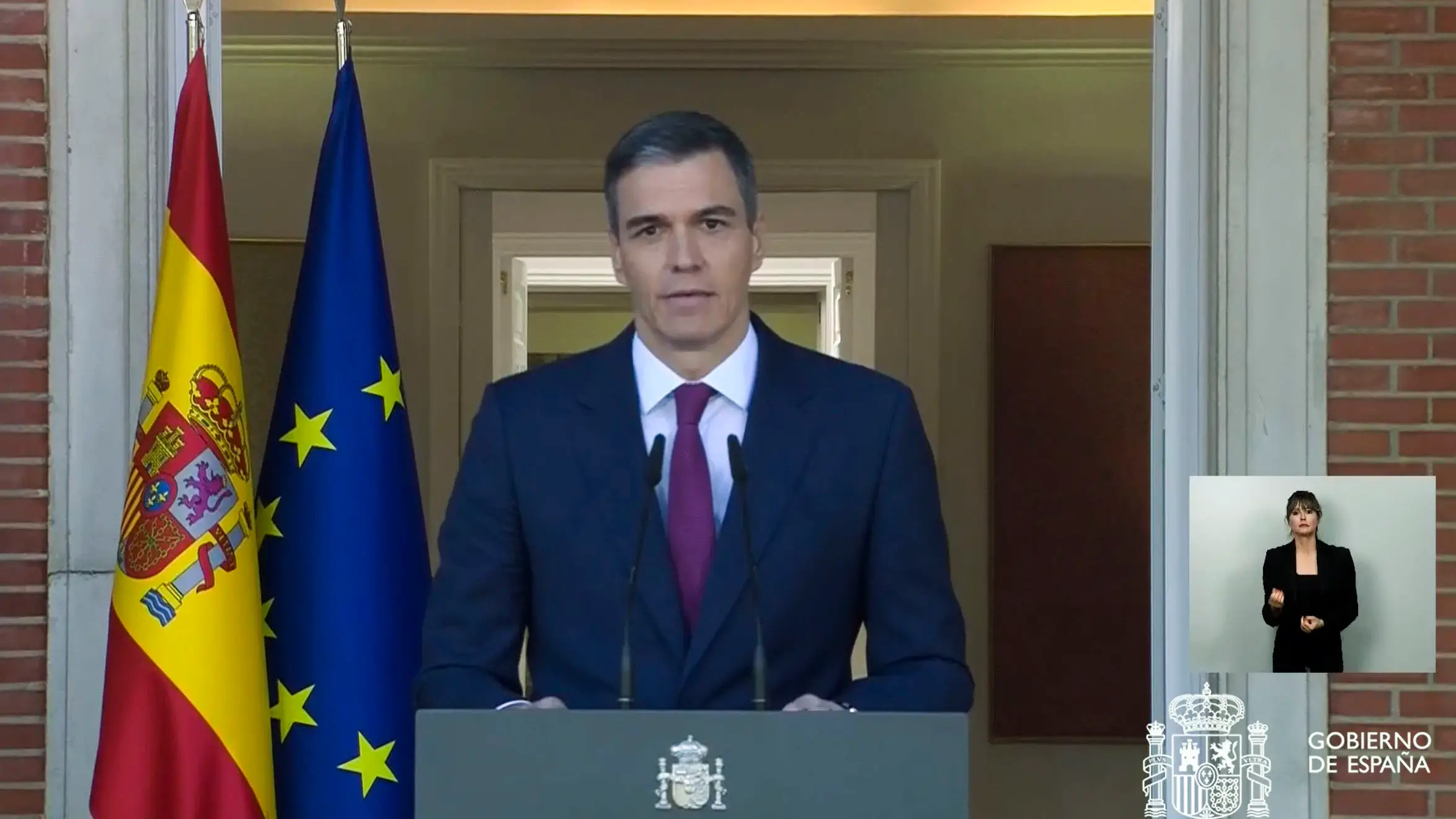 Captura de video de la señal institucional de La Monclao, de la comparecencia del presidente del Gobierno, Pedro Sánchez, Captura de video de la señal institucional de La Monclao, de la comparecencia del presidente del Gobierno, Pedro Sánchez,