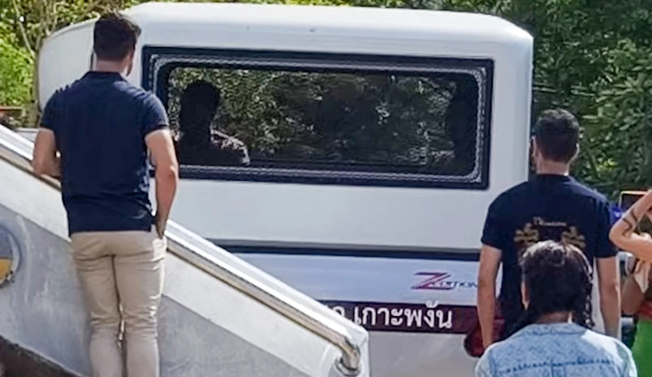 Daniel Sancho llegando al juicio en Tailandia