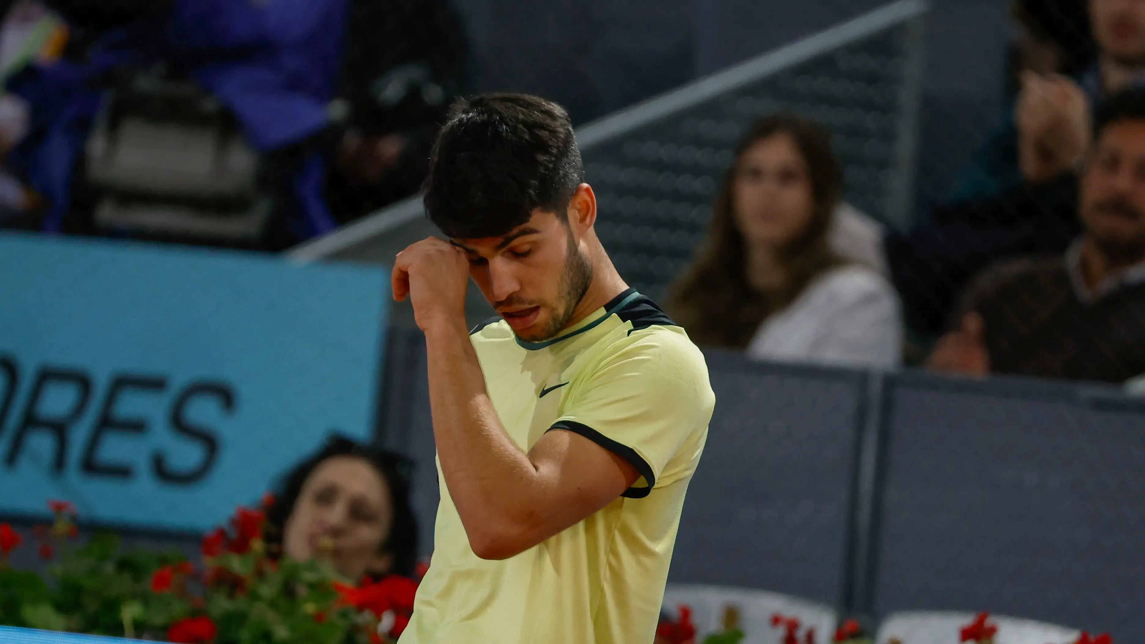 Carlos Alcaraz durante su partido ante Andrey Rublev en el Mutua Madrid Open 2024 Carlos Alcaraz durante su partido ante Andrey Rublev en el Mutua Madrid Open 2024