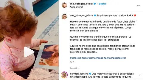 Ana Obregón comparte la que ha sido la primera palabra de Anita Ana Obregón comparte la que ha sido la primera palabra de Anita