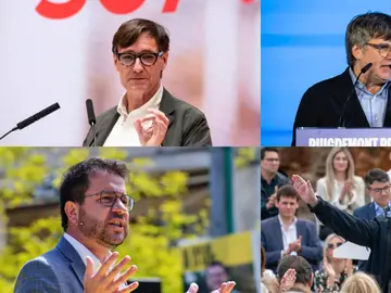 Salvador Illa, Carles Puigdemont, Pere Aragonès y Alejandro Fernández Salvador Illa, Carles Puigdemont, Pere Aragonès y Alejandro Fernández