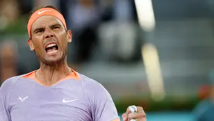 Rafa Nadal celebra un punto en el Mutua Madrid Open