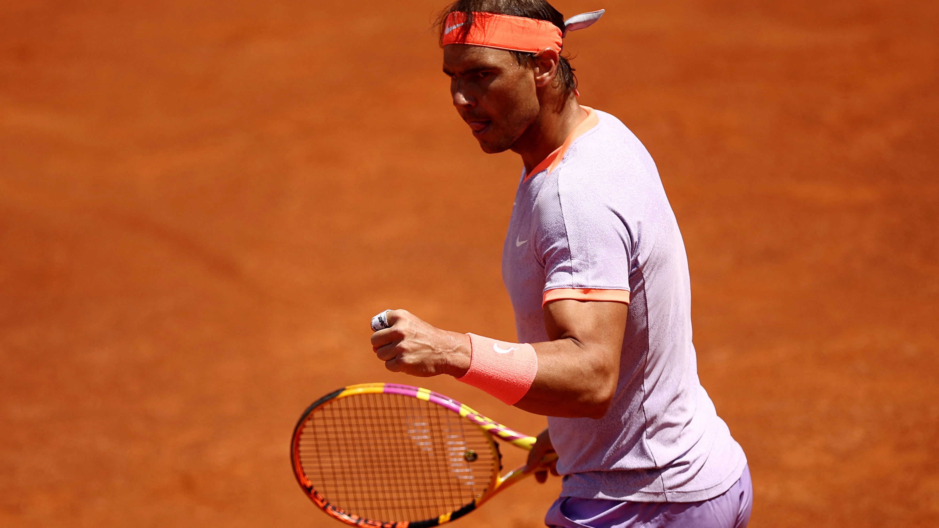 Rafa Nadal celebra un punto ante Bergs en el Masters de Roma Rafa Nadal celebra un punto ante Bergs en el Masters de Roma