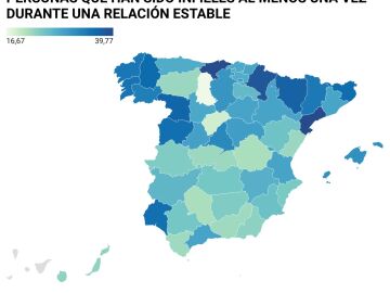 Mapa infidelidad en España