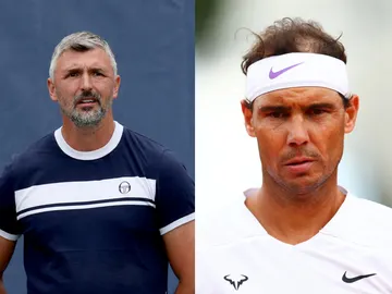 Goran Ivanisevic y Rafa Nadal en imágenes de archivo Goran Ivanisevic y Rafa Nadal en imágenes de archivo