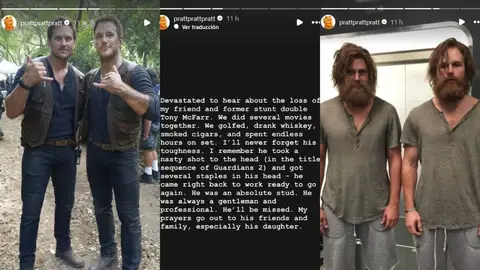 Chris Pratt y su doble Tony McFarr Chris Pratt y su doble Tony McFarr