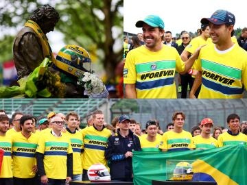 Imágenes del homenaje a Ayrton Senna y Roland Ratzenberger en la previa del GP de Emilia Romaña