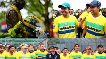 Imágenes del homenaje a Ayrton Senna y Roland Ratzenberger en la previa del GP de Emilia Romaña