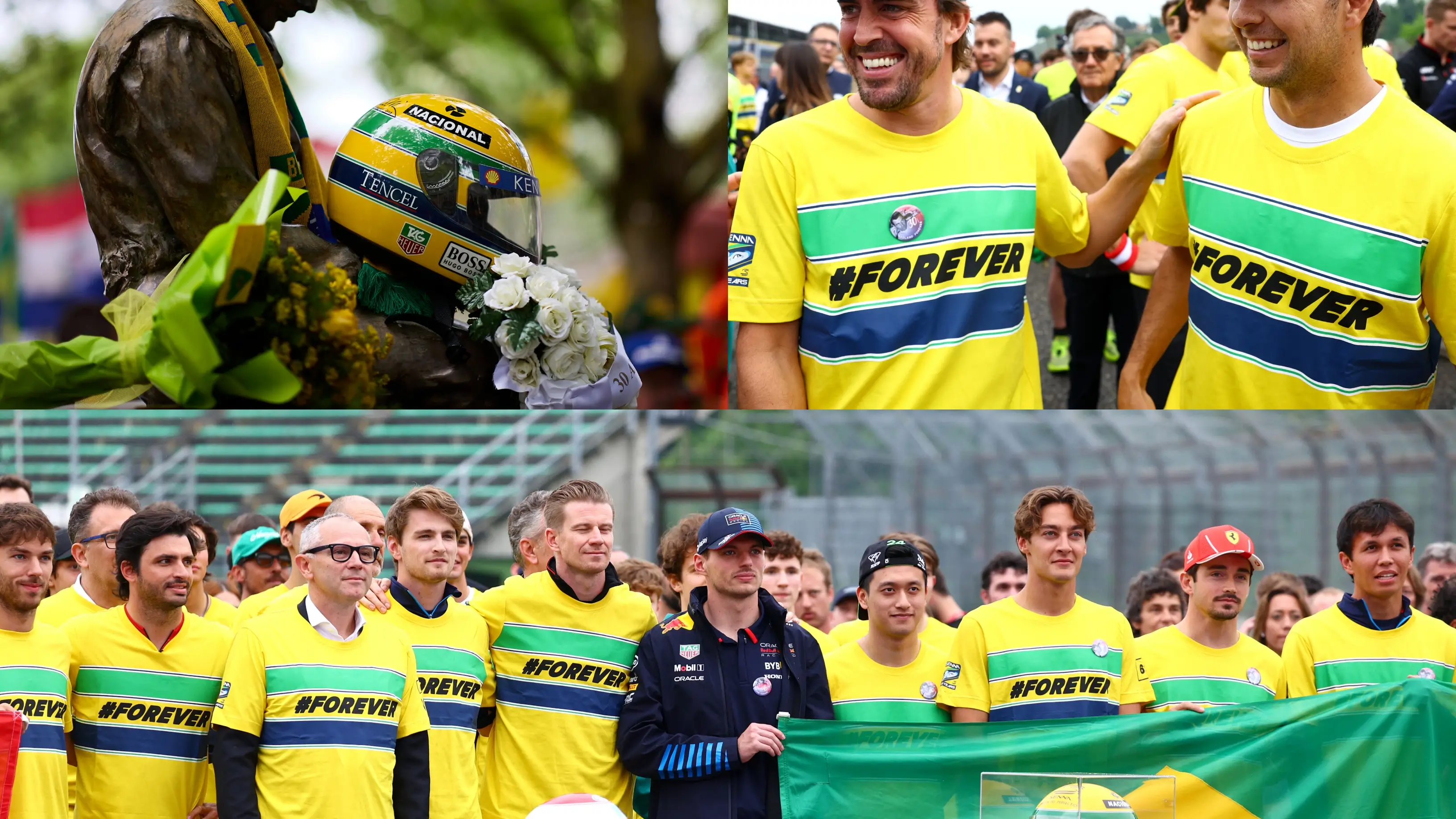 Imágenes del homenaje a Ayrton Senna y Roland Ratzenberger en la previa del GP de Emilia Romaña Imágenes del homenaje a Ayrton Senna y Roland Ratzenberger en la previa del GP de Emilia Romaña