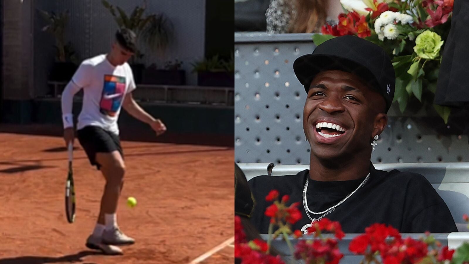 Vinicius alucina con el último truco de 'fut-tenis' de Carlos Alcaraz: 
