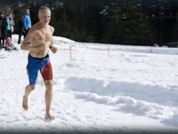 Josef Salek, récord de la media maratón corriendo descalzo sobre hielo y nieve