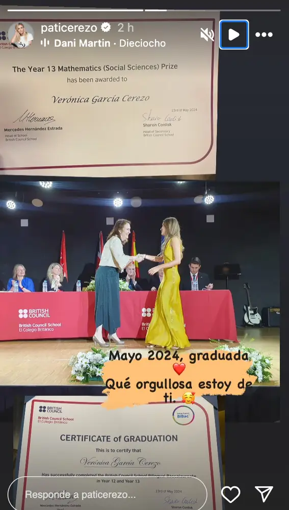 Patricia Cerezo en la graduación de su hija Verónica