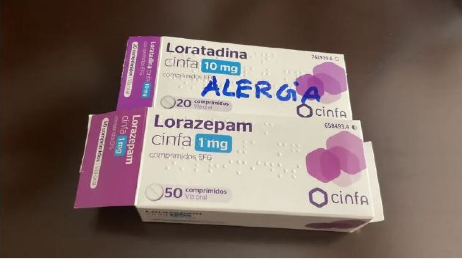 Una mujer toma lorazepam varios días sin saberlo porque el envase es igual al de sus pastillas para la alergia