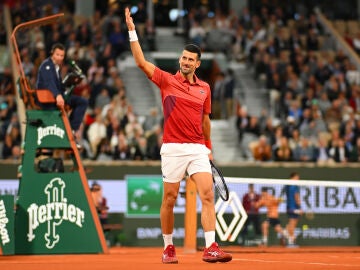 Novak Djokovic celebra un punto con la grada en su partido ante Carballés Baena