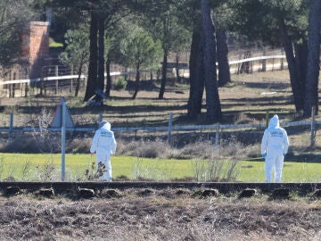 Agentes de la Guardia Civil en la cuneta donde fue encontrada Esther López