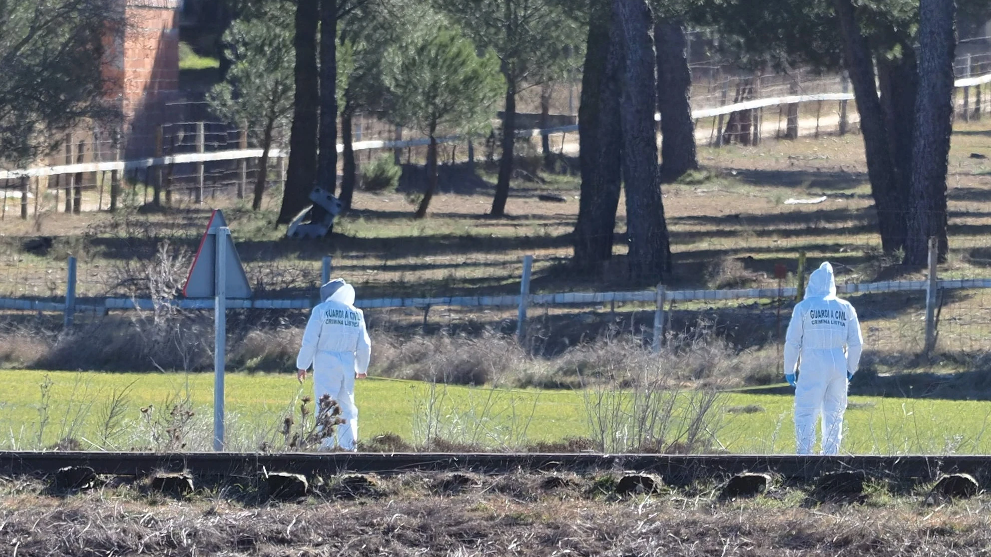 Agentes de la Guardia Civil en la cuneta donde fue encontrada Esther López Agentes de la Guardia Civil en la cuneta donde fue encontrada Esther López