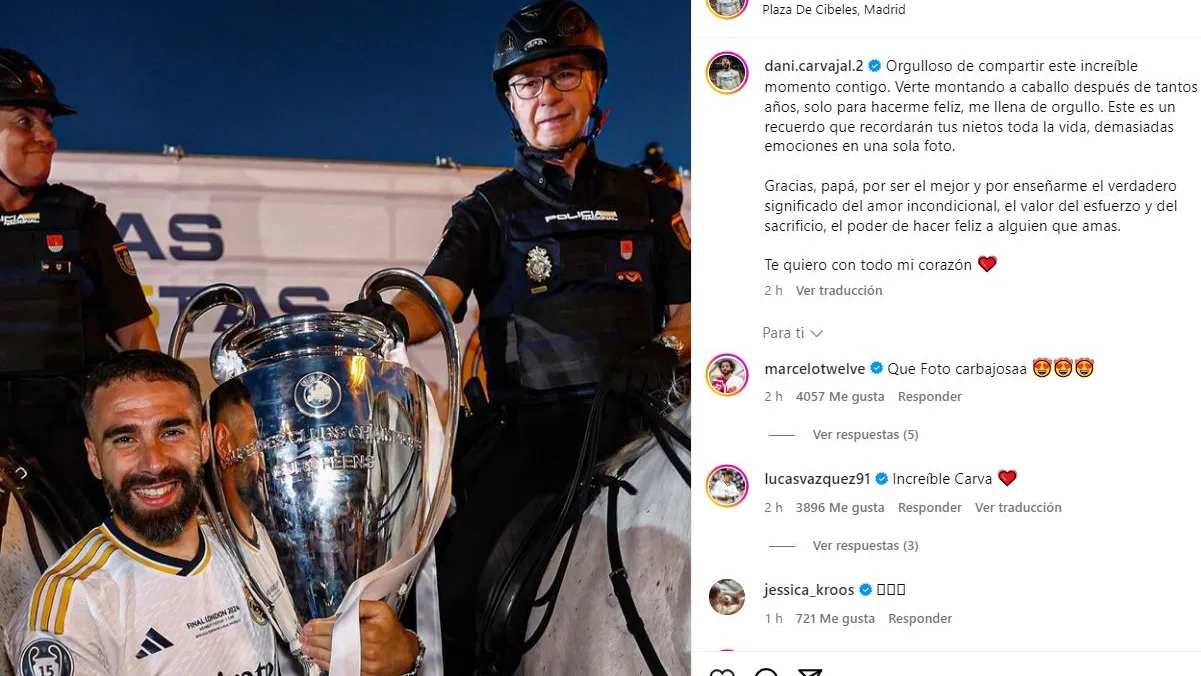 La foto de Carvajal con su padre en Cibeles