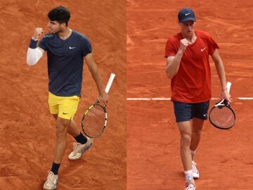 Carlos Alcaraz y Jannik Sinner en Roland Garros 
