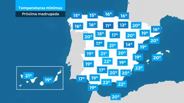 Mapa de temperaturas mínimas Mapa de temperaturas mínimas