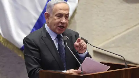 Benjamin Netanyahu, en la Knesset, el Parlamento de Israel
