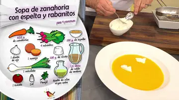 Ingredientes Sopa de zanahoria con espelta y rabanitos