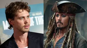 Austin Butler y Johnny Depp como Jack Sparrow