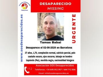 Tamas Babai, el turista húngaro desaparecido en Barcelona
