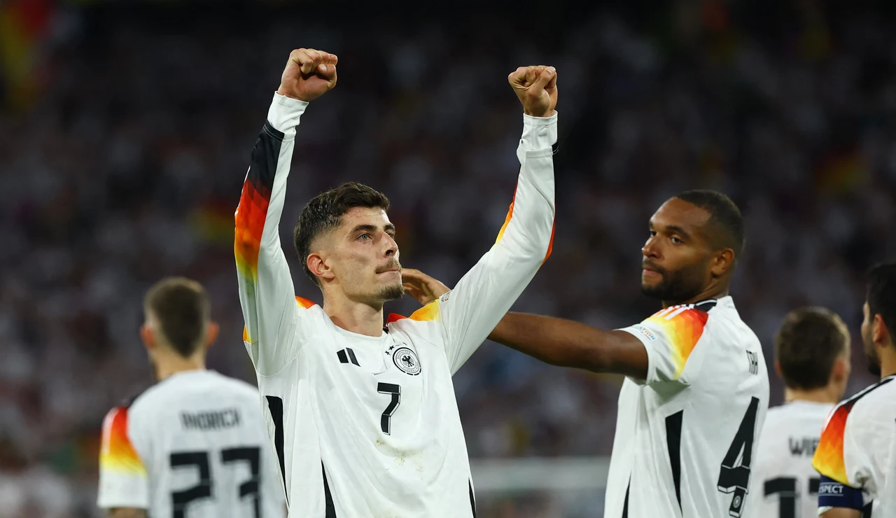  Kai Havertz celebra el tercer gol de Alemania ante Escocia