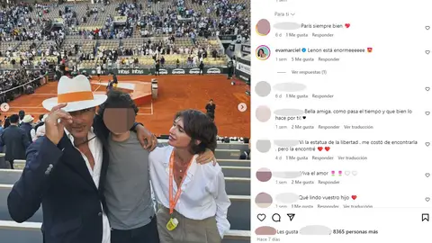 Paz Vega, su marido, Orson Salazar, y su hijo Lenon posando Paz Vega, su marido, Orson Salazar, y su hijo Lenon posando