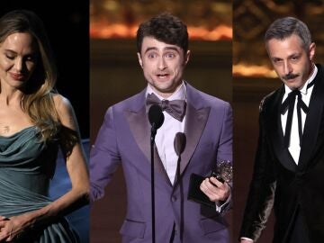 Angelina Jolie, Daniel Radcliffe y Jeremy Strong en los premios Tony