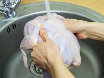 Lavando pollo Lavando pollo